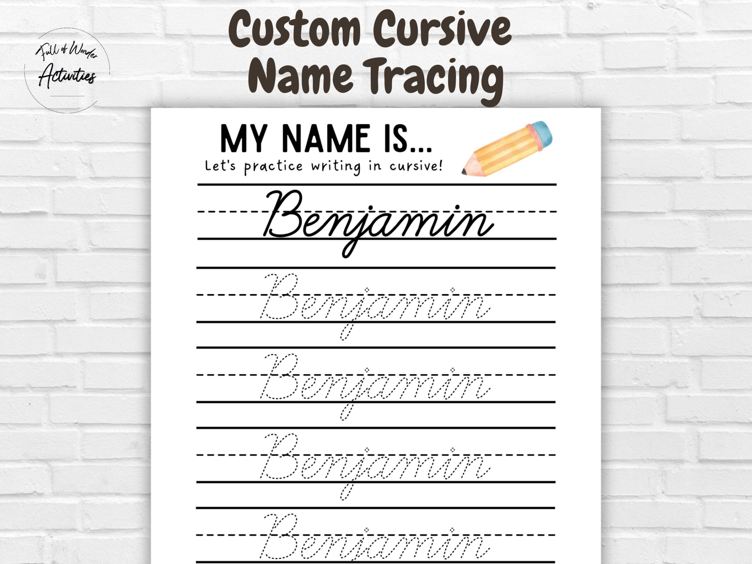 Personalized Cursive Name Tracing Custom Name Writing Practice Kids Name Tracing Name Writing Activity Pre k Trace Your Name Worksheet Etsy