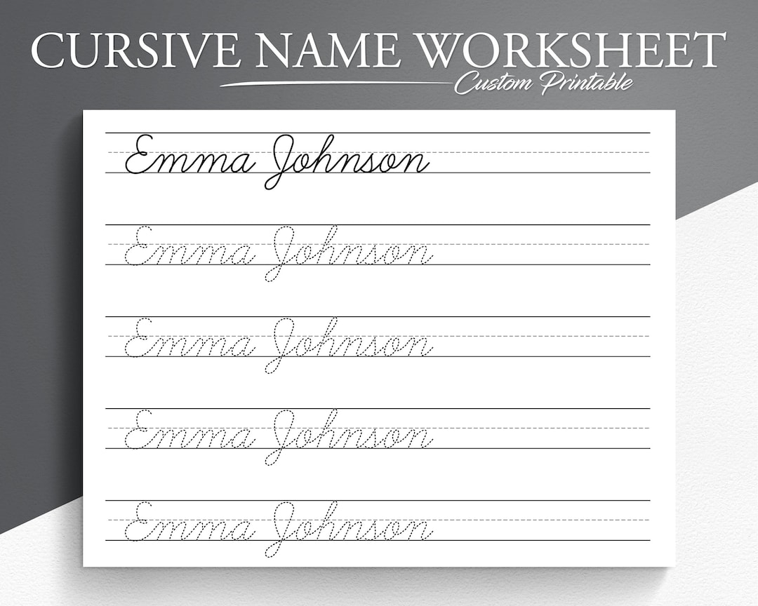 Personalized Cursive Name Tracing Sheet Cursive Name Writing Cursive Name Worksheet Learn To Write Cursive Cursive Handwriting Practice Etsy Israel