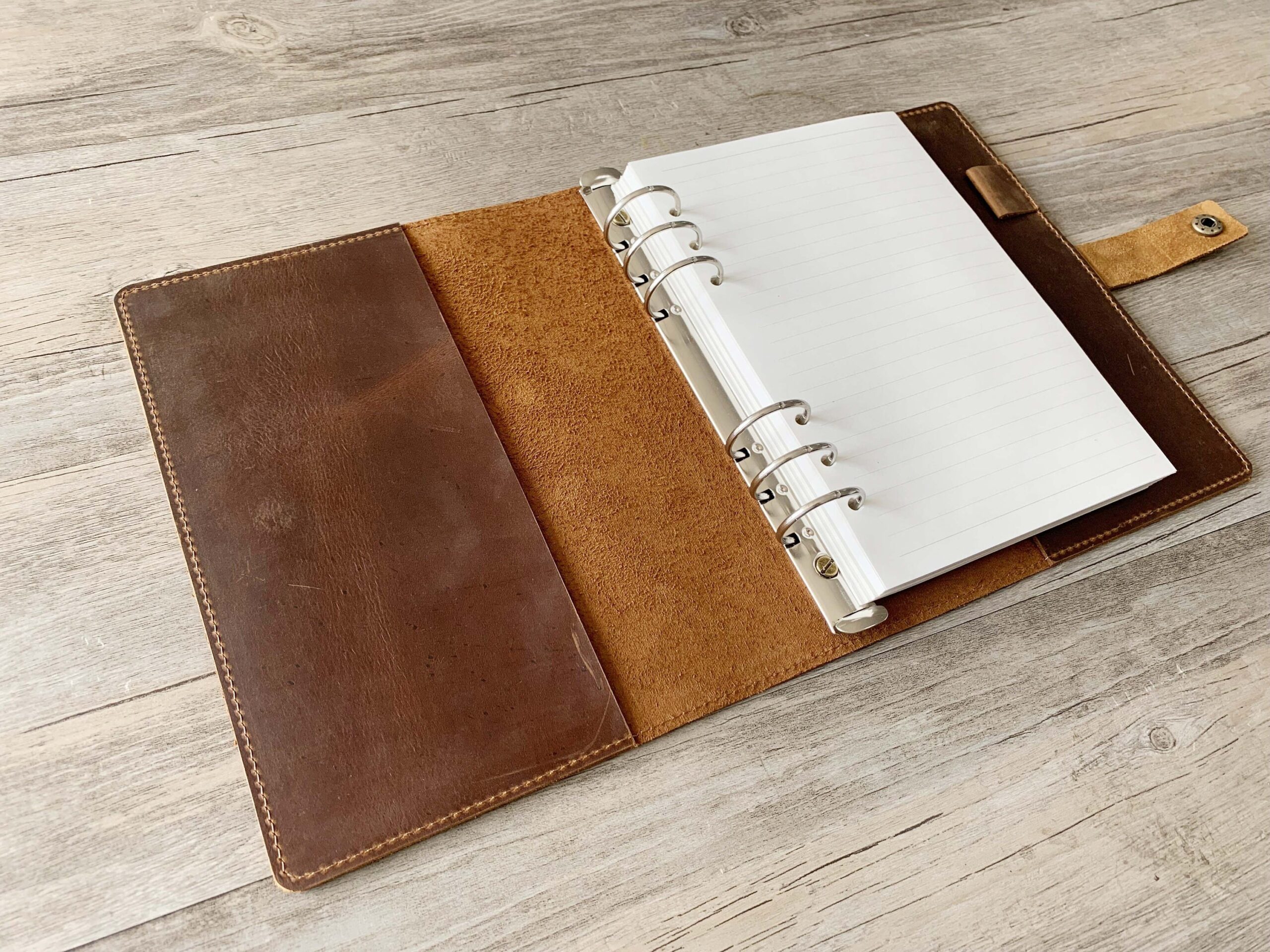 Personalized Leather Organizer A5 Binder With 1 2 Inch Rings 6 Ring Diameter 30mm Large Ring refillable travelers Journal Sketchbook Etsy