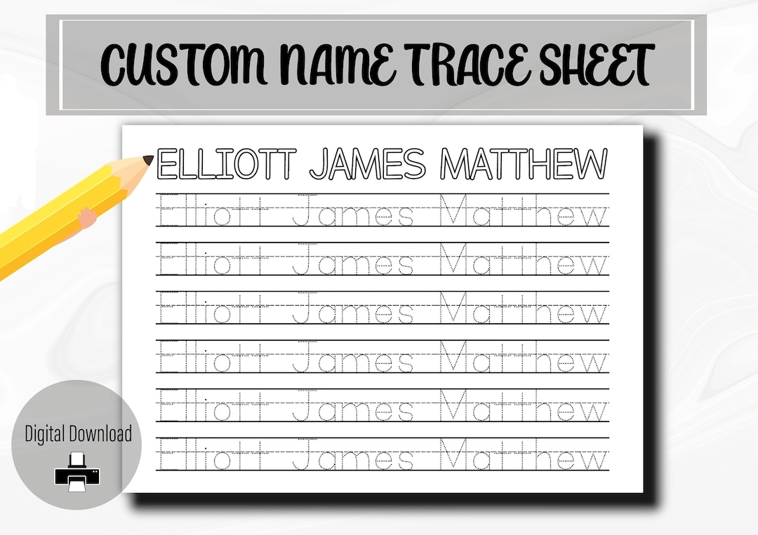 Personalized Name Tracing Sheet Custom Name Trace Preschool Letter Activity Sheet Homeschool Worksheet Kindergarten Handwriting Practice Etsy