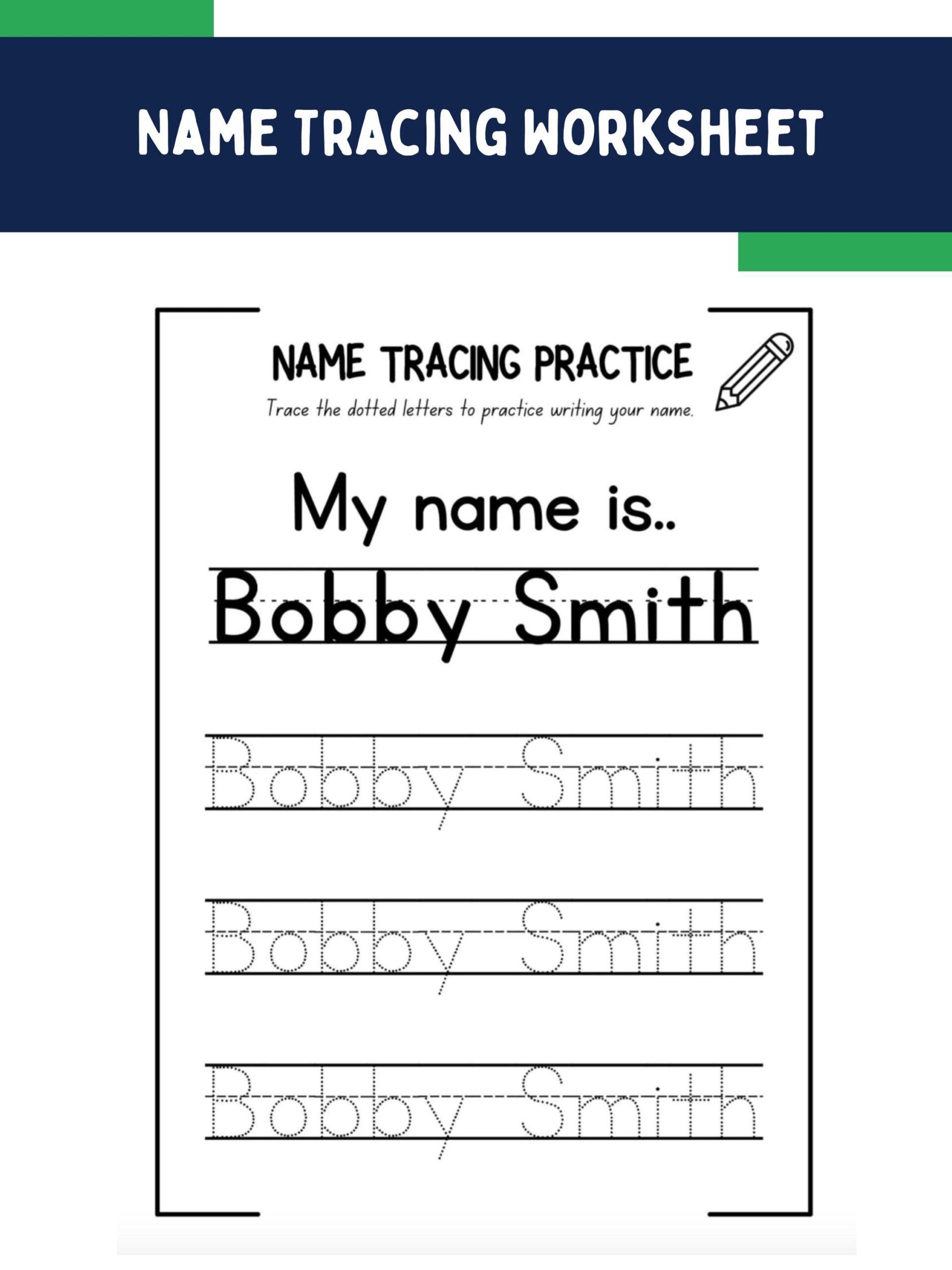 Personalized Name Tracing Worksheet Handwriting Practice digital Download Etsy