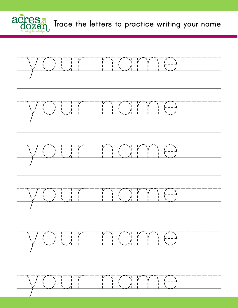 name practice worksheets