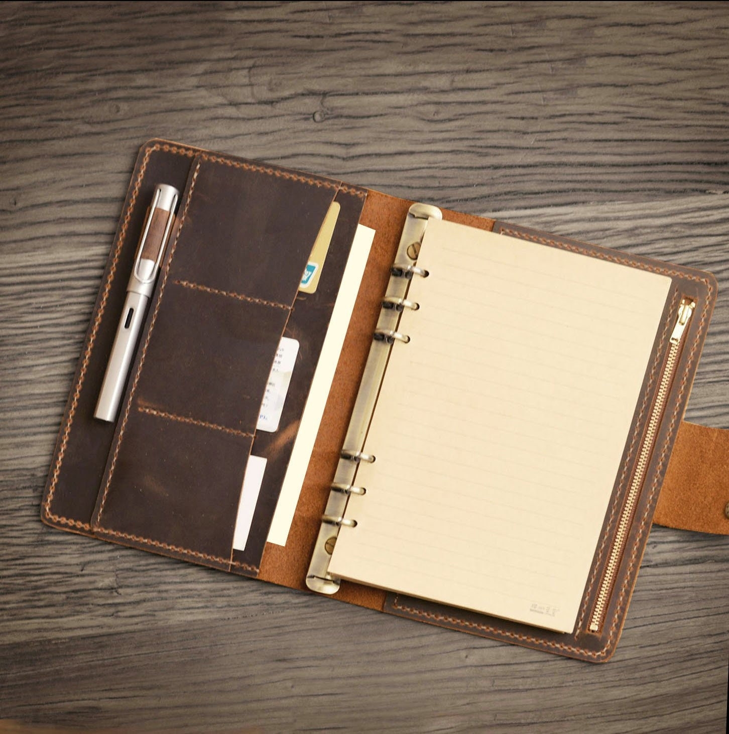 Personalized Size A5 6 Ring Leather Refillable Planner Binder Travelers Journal Sketchbook Distressed Leather 705 Etsy