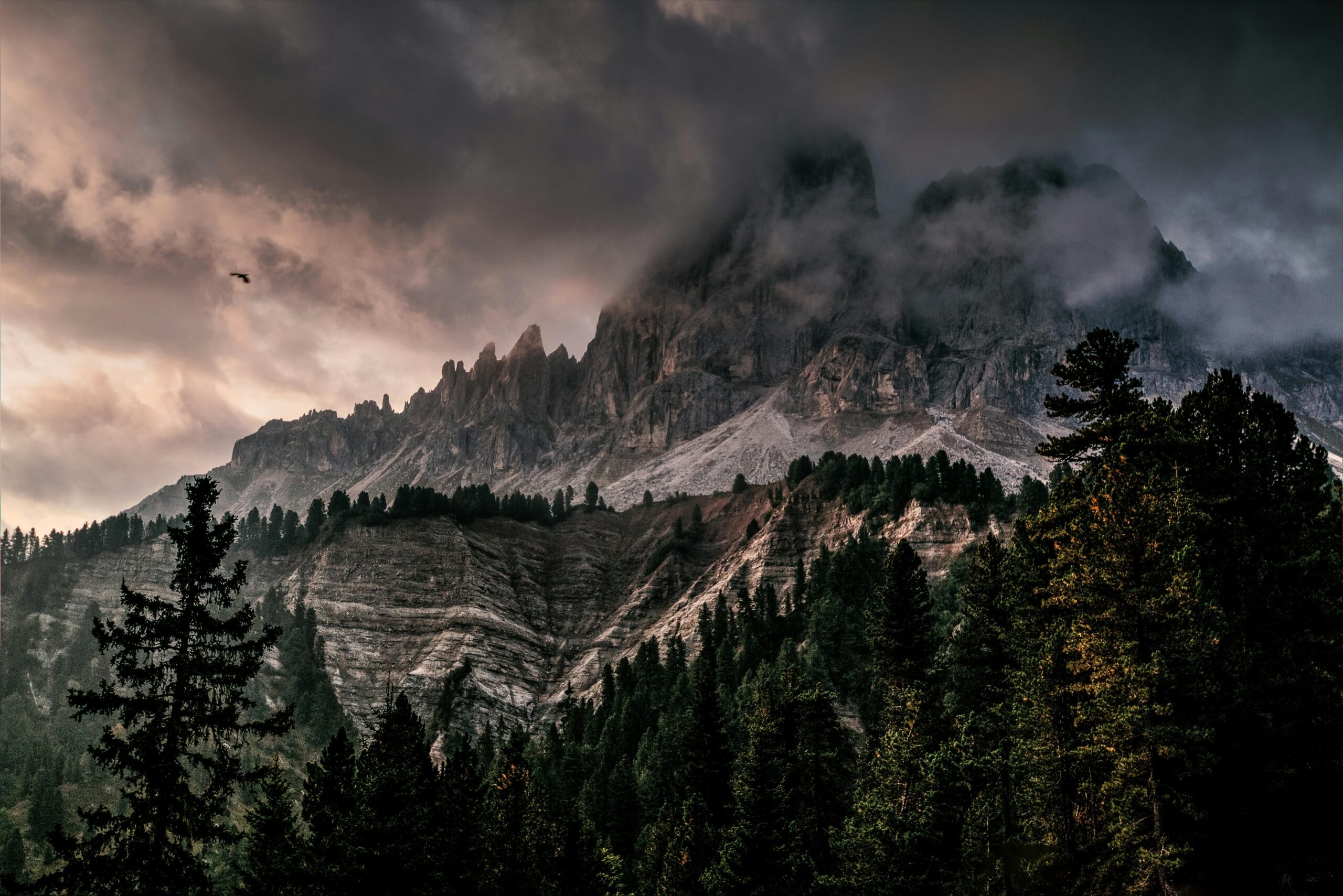 Photo Of Mountain With Ice Covered With Black And Gray Cloud Free Stock Photo