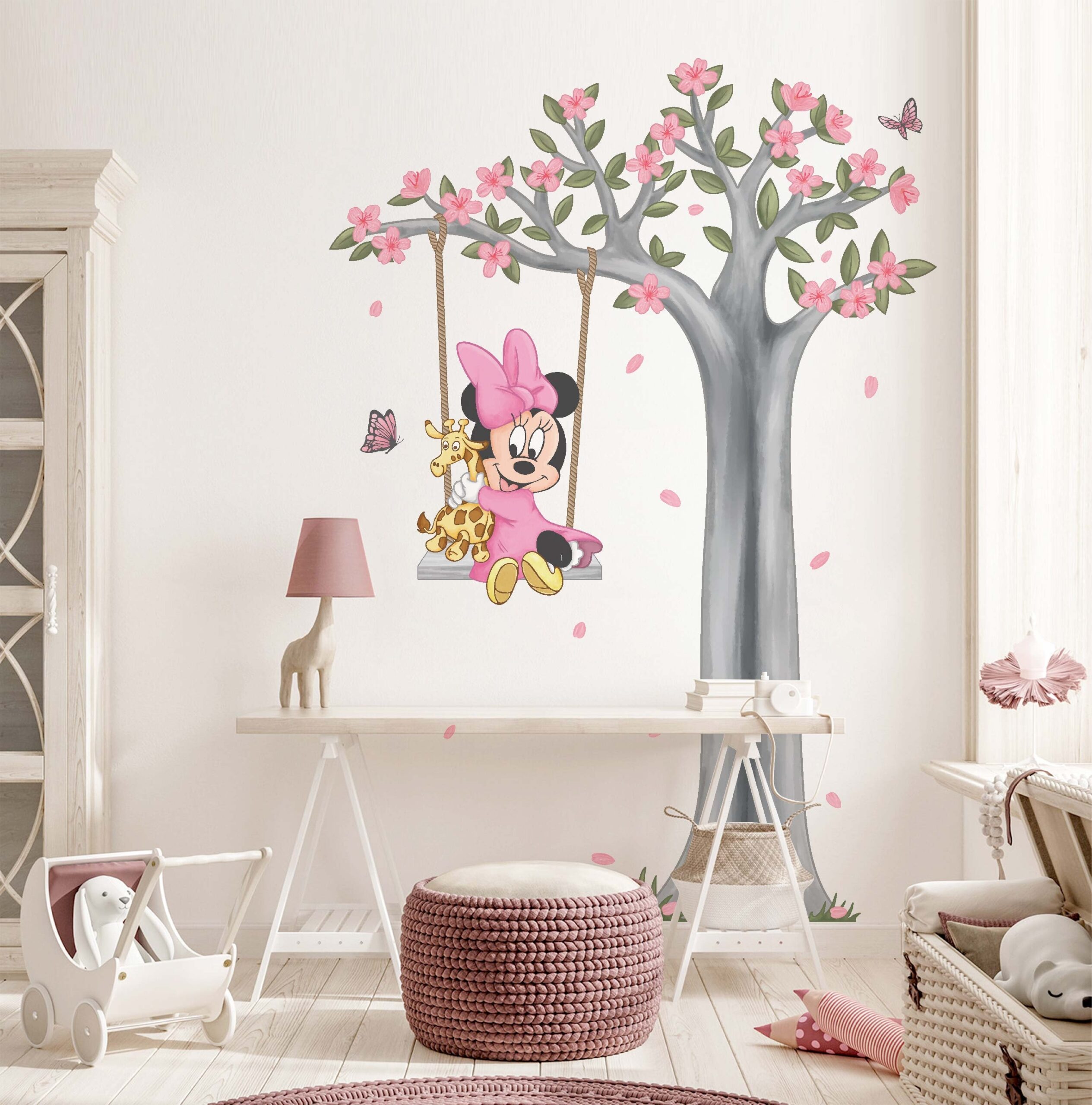 Pink Baby Minnie Mouse Wall Decal Minnie Mouse Wall Sticker Disney Wallpaper Minnie Mouse Wall Art Nursery Room Girl Room Decor Etsy