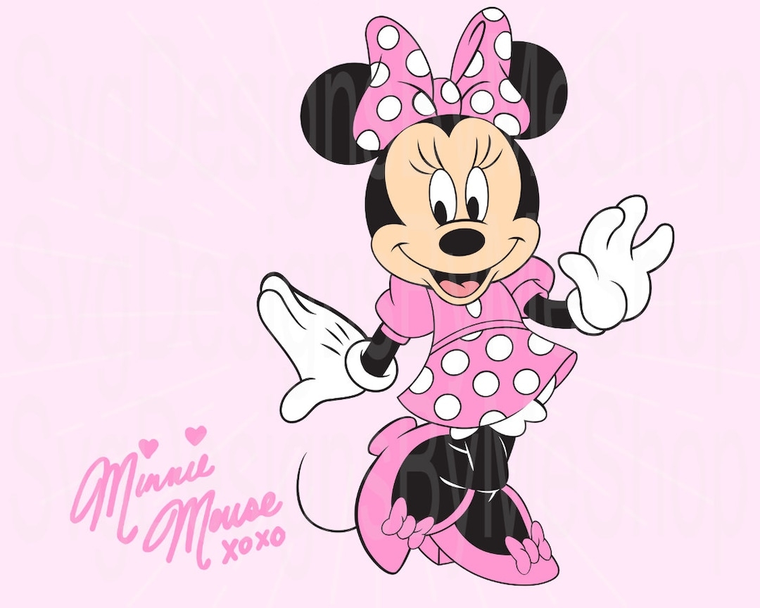 Pink Minnie Mouse With Signature Mouse With Bow Minnie Digital Download Digital Download Sublimation T shirt Tumbler File Svg Png Etsy