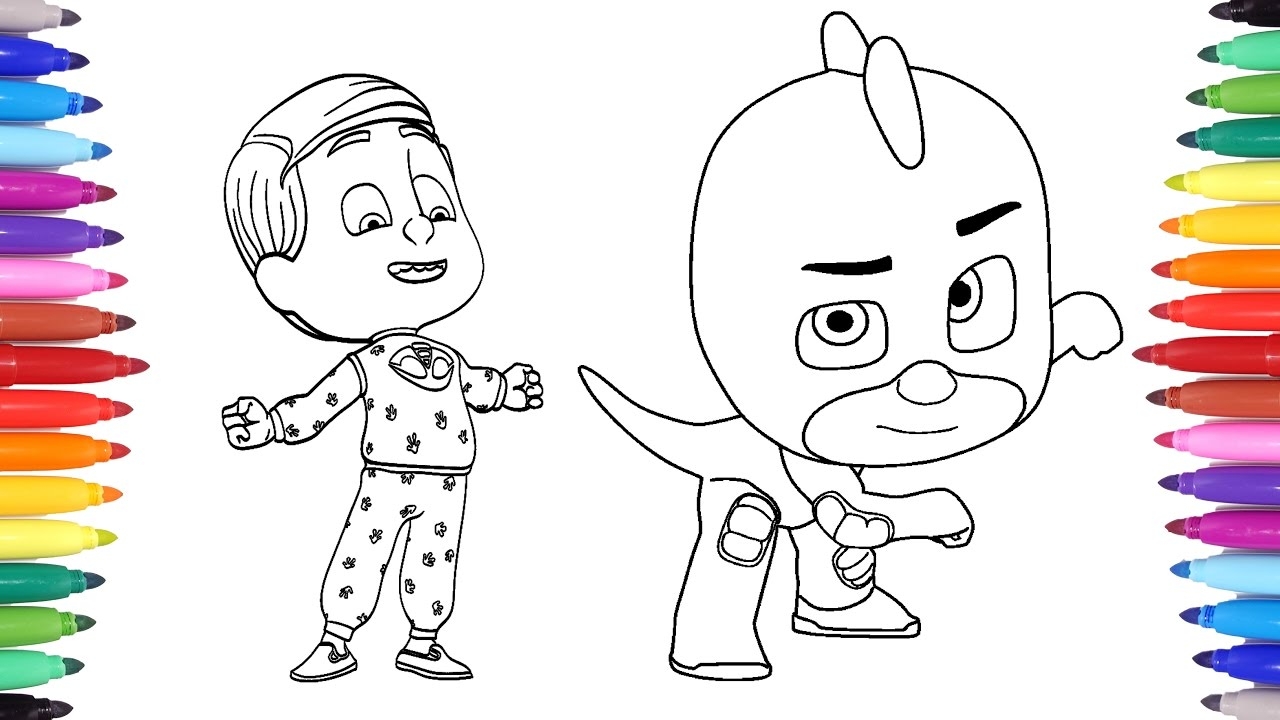 PJ MASKS COLORING PAGES FOR KIDS GREG TRANSFORMS INTO GEKKO ART COLOURS FOR CHILDREN YouTube