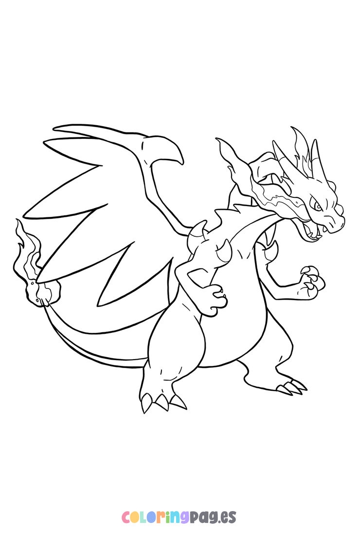 Pok mon Mega Charizard X Coloring Page