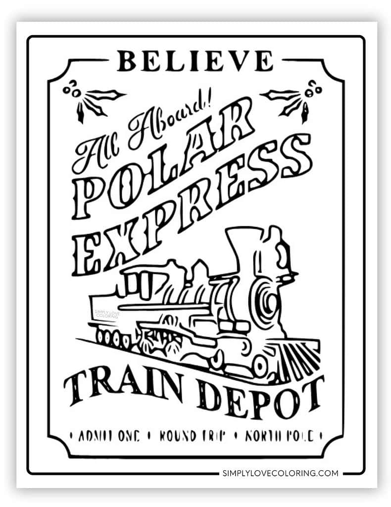 polar express ticket coloring page