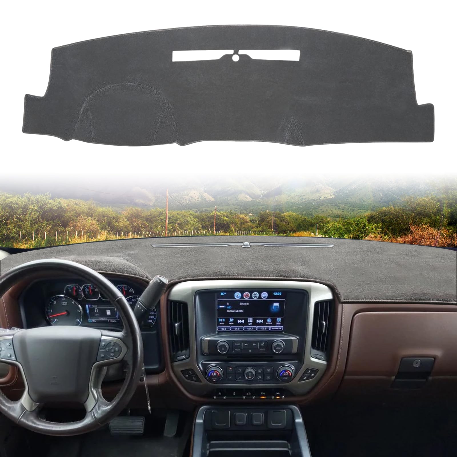 Polyester Dashboard Cover Dash Cover For Chevy Silverado 2019 2022 Polyester Dashboard Protector Mat Car Dashboard Cover