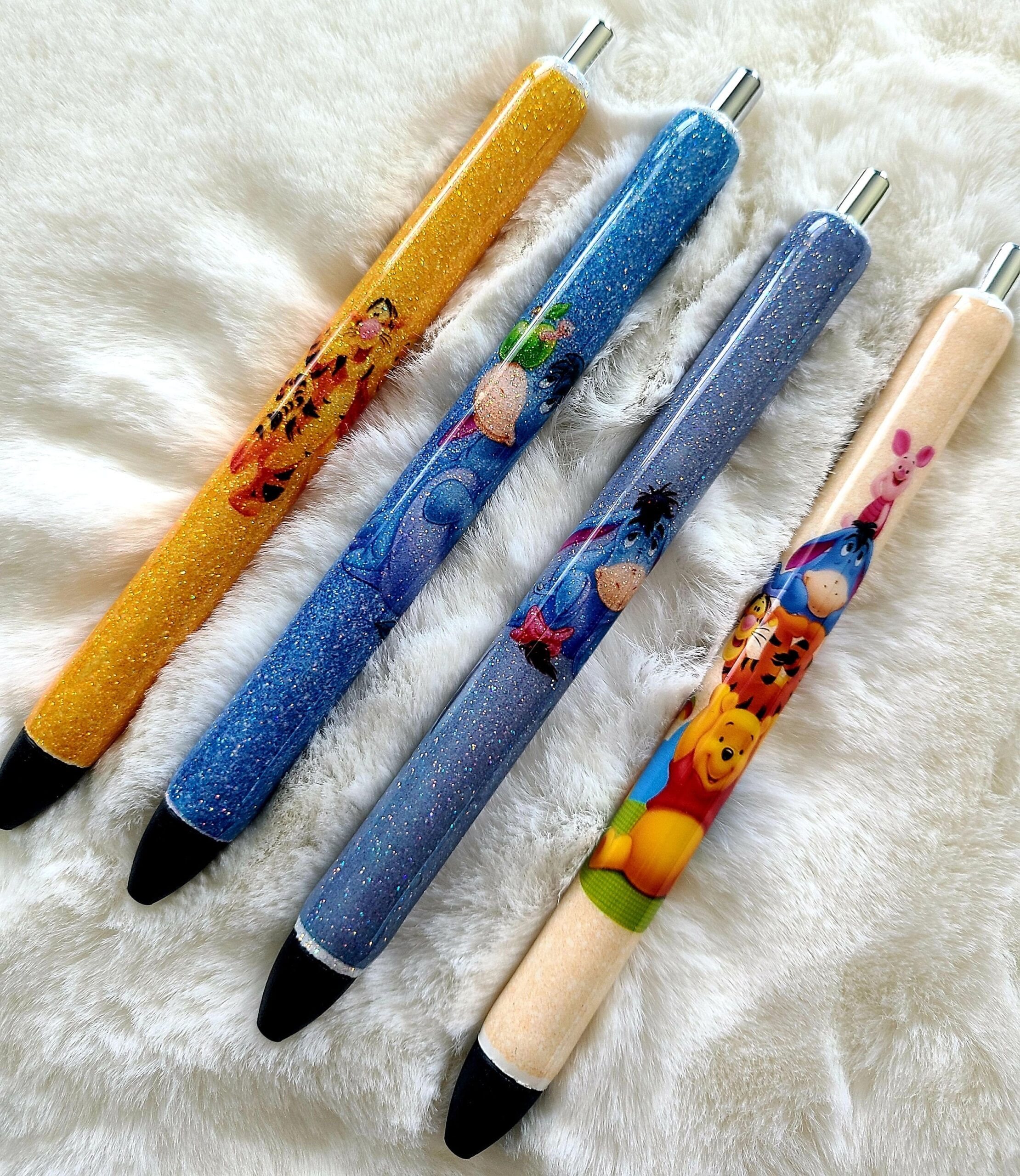 Pooh Custom Pen Winnie The Pooh Glitter Pen Refillable Pen Custom Design Gel Pen Disney Pen Etsy