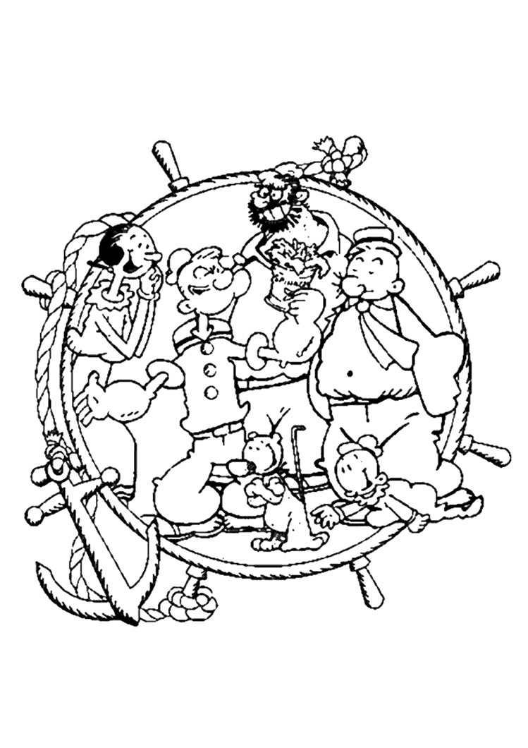 Popeye The Sailor With His Friends Coloring Pages Hellokids