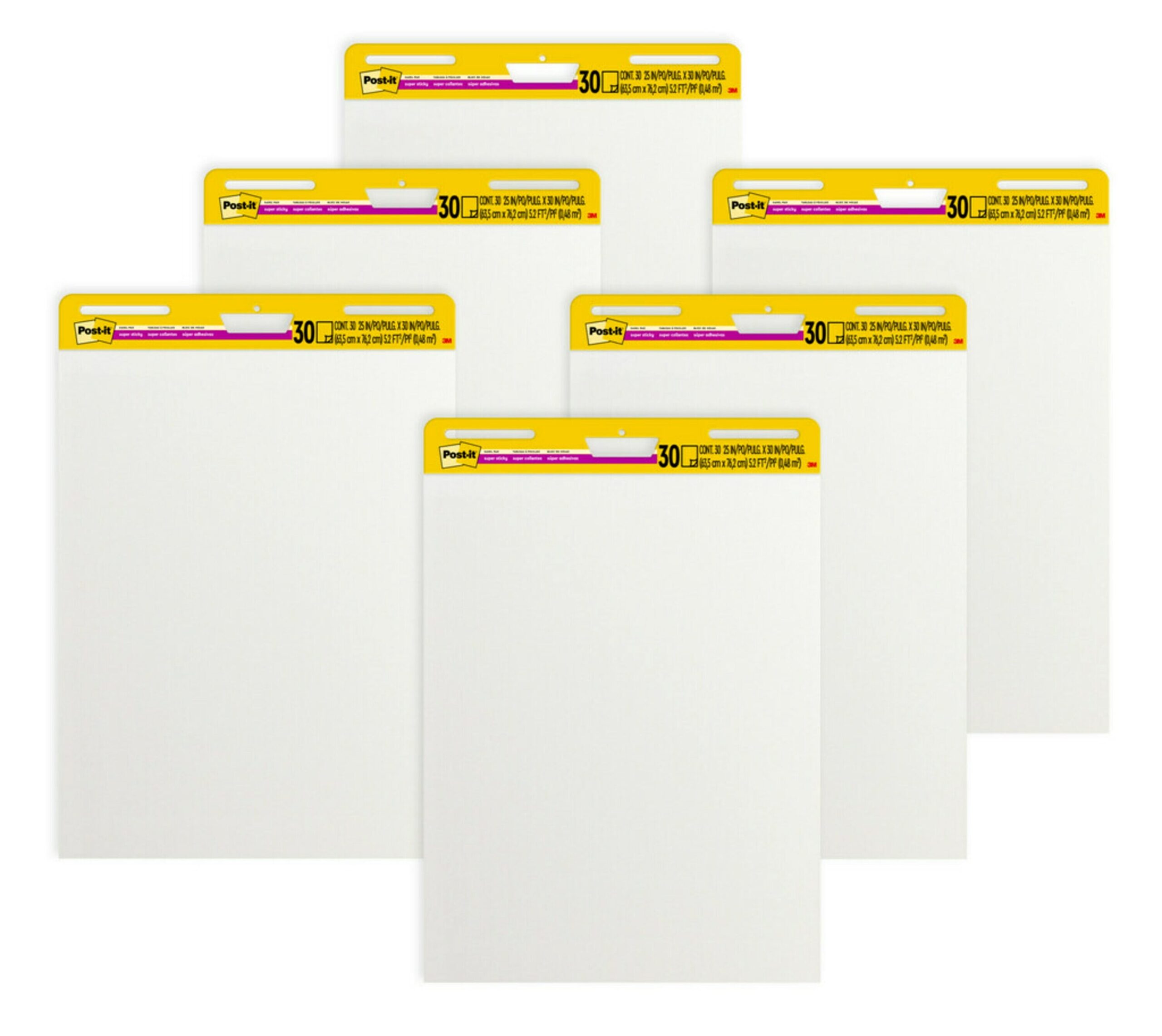 Post it Brandclub Post it Super Sticky Easel Pad 25 X 30 30 Shts Pad White 6 Pads