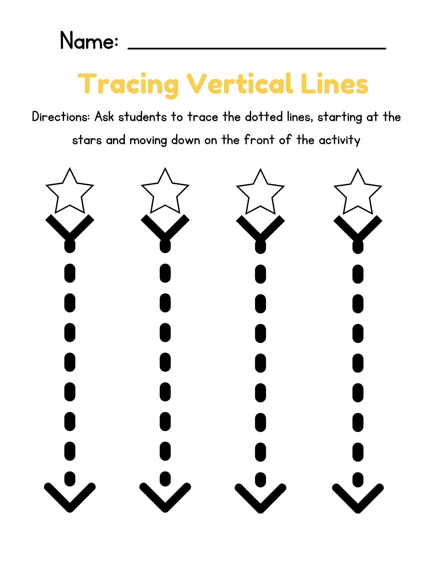 Pre k Worksheet For Kids On The Spectrum Vertical Line Tracing Etsy