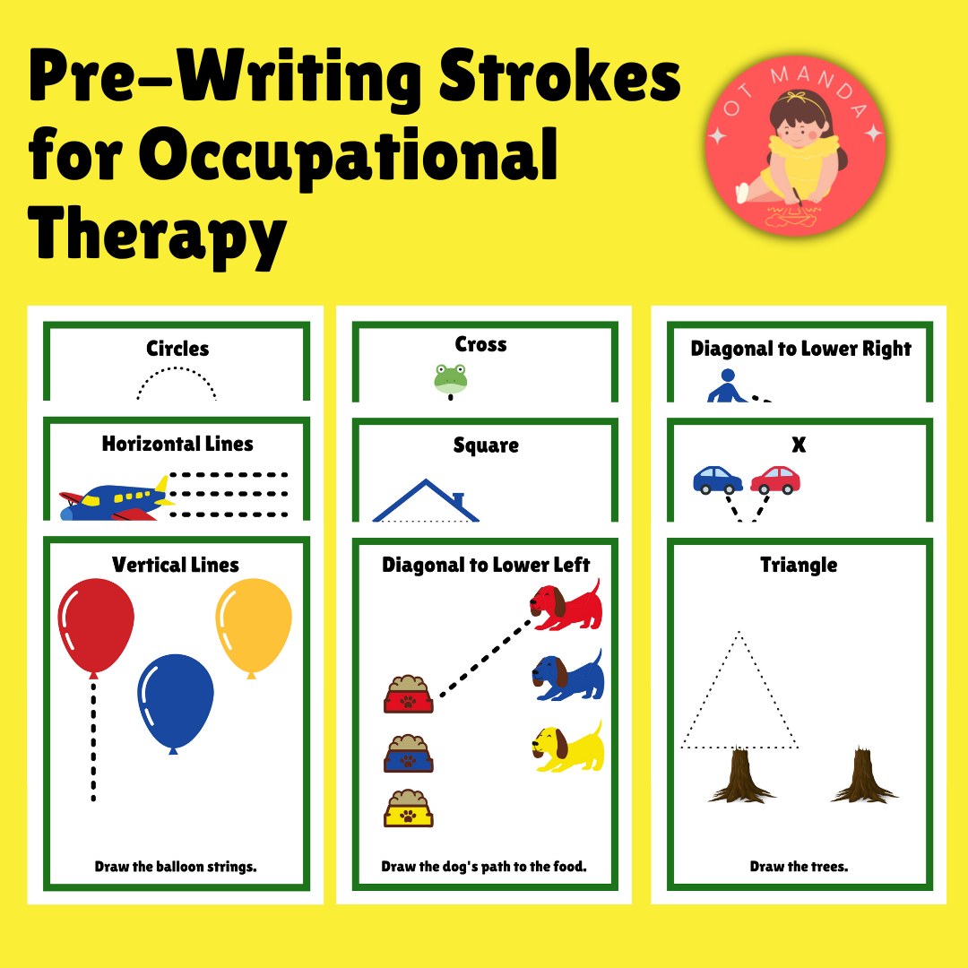 Pre Writing Strokes Practice Handouts For Occupational Therapy Lines Circle Square Triangle Copy And Tracing For OT Fine Motor Skills Classful