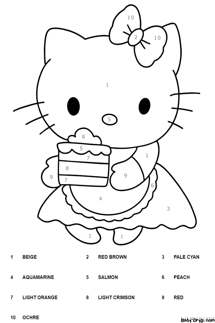 Pretty Hello Kitty Color By Number Color By Number Coloring Pages