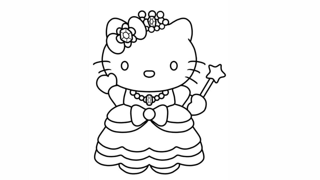 coloring pages hello kitty princess