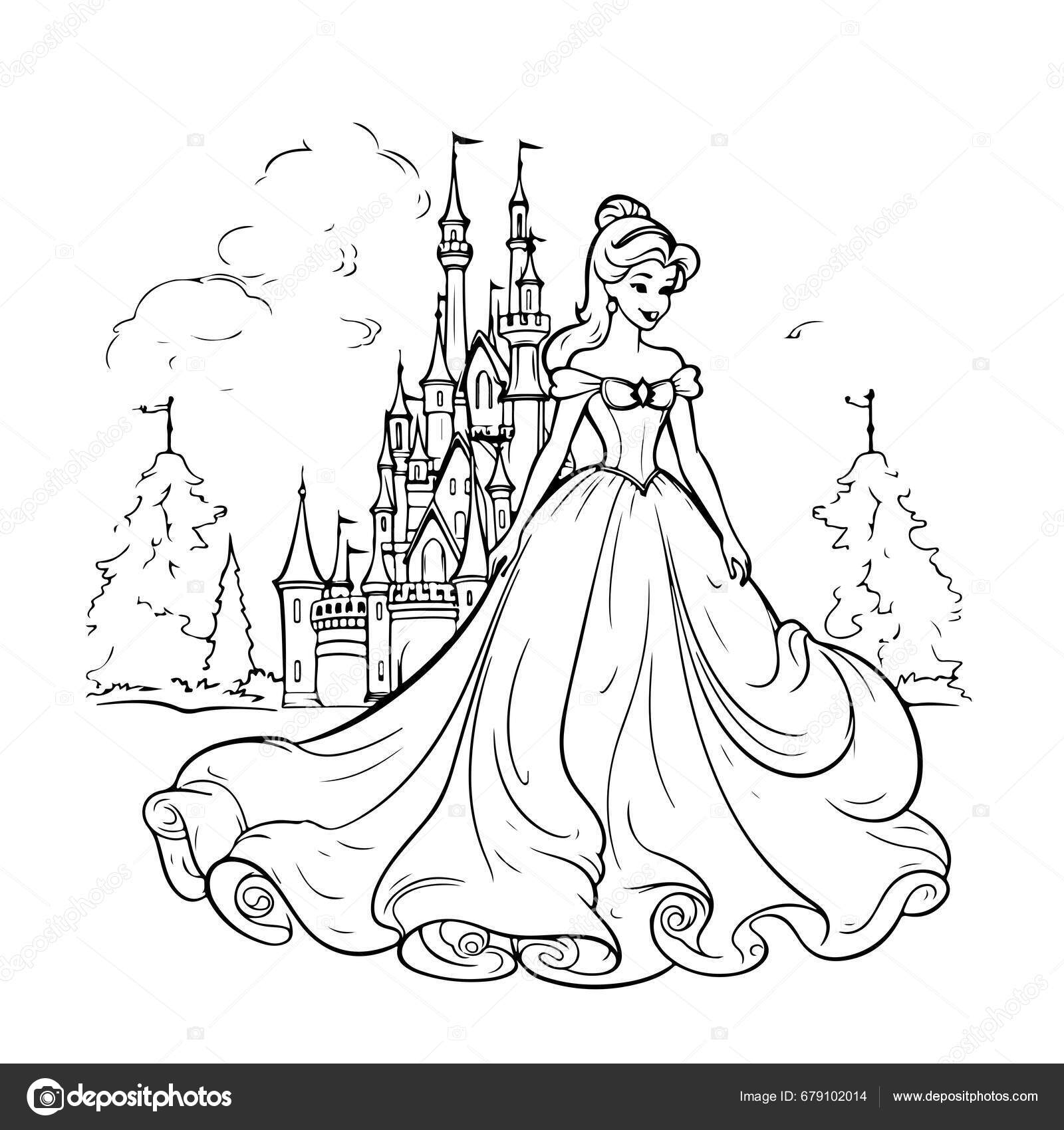 princess in castle coloring page