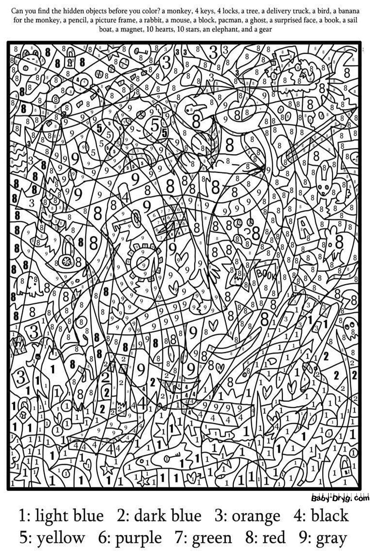 Printable Advanced Color By Number Worksheet Color By Number Coloring Pages