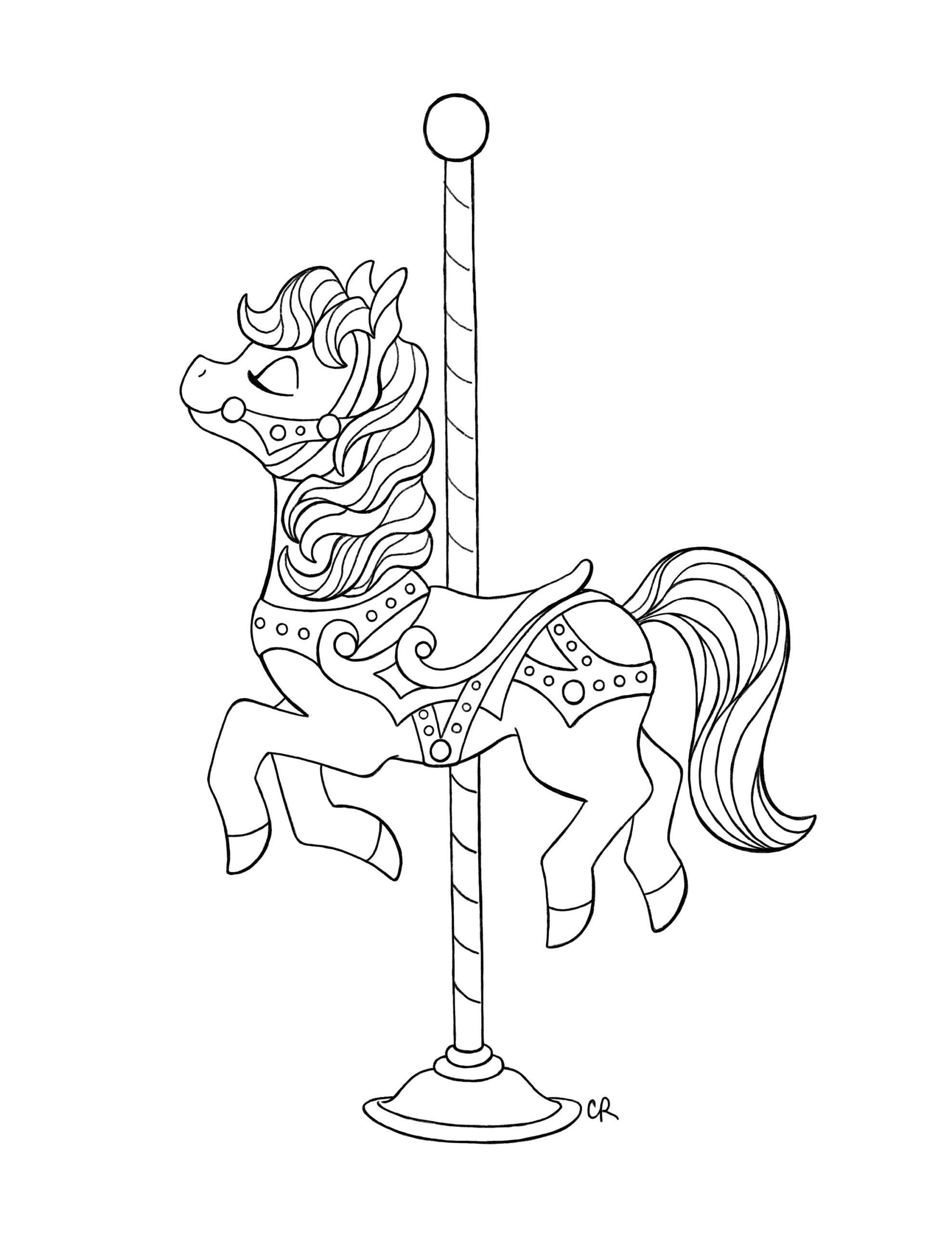 Printable Carousel Coloring Pages Etsy