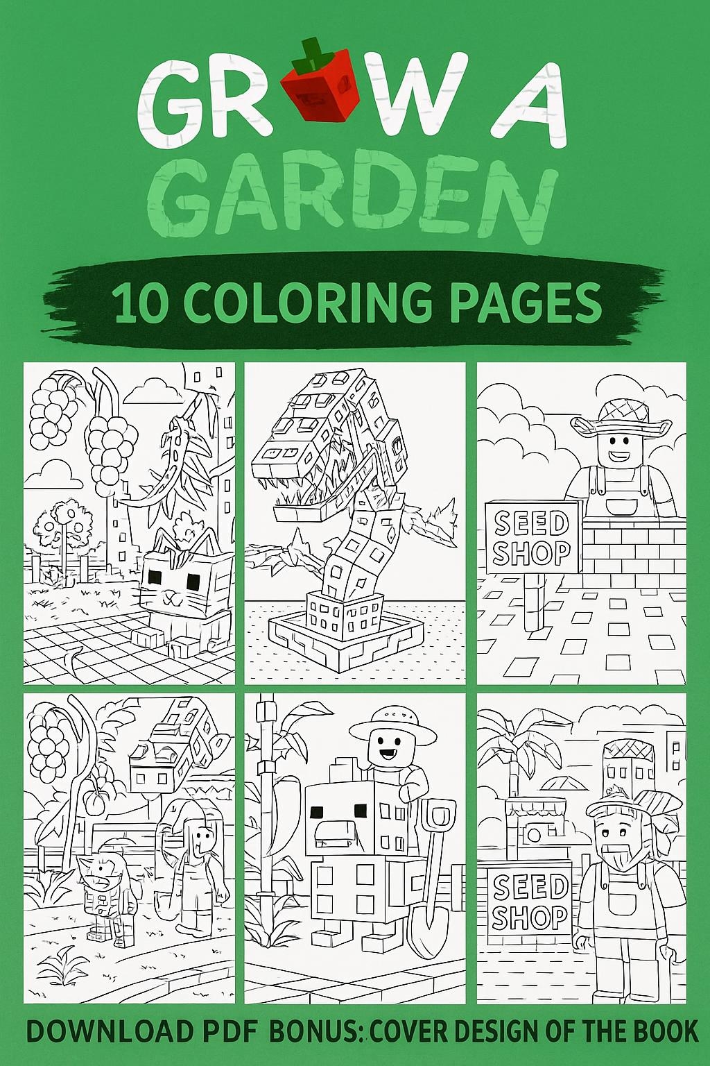 Printable Coloring Book Grow A Garden Inspire Digital Download Etsy