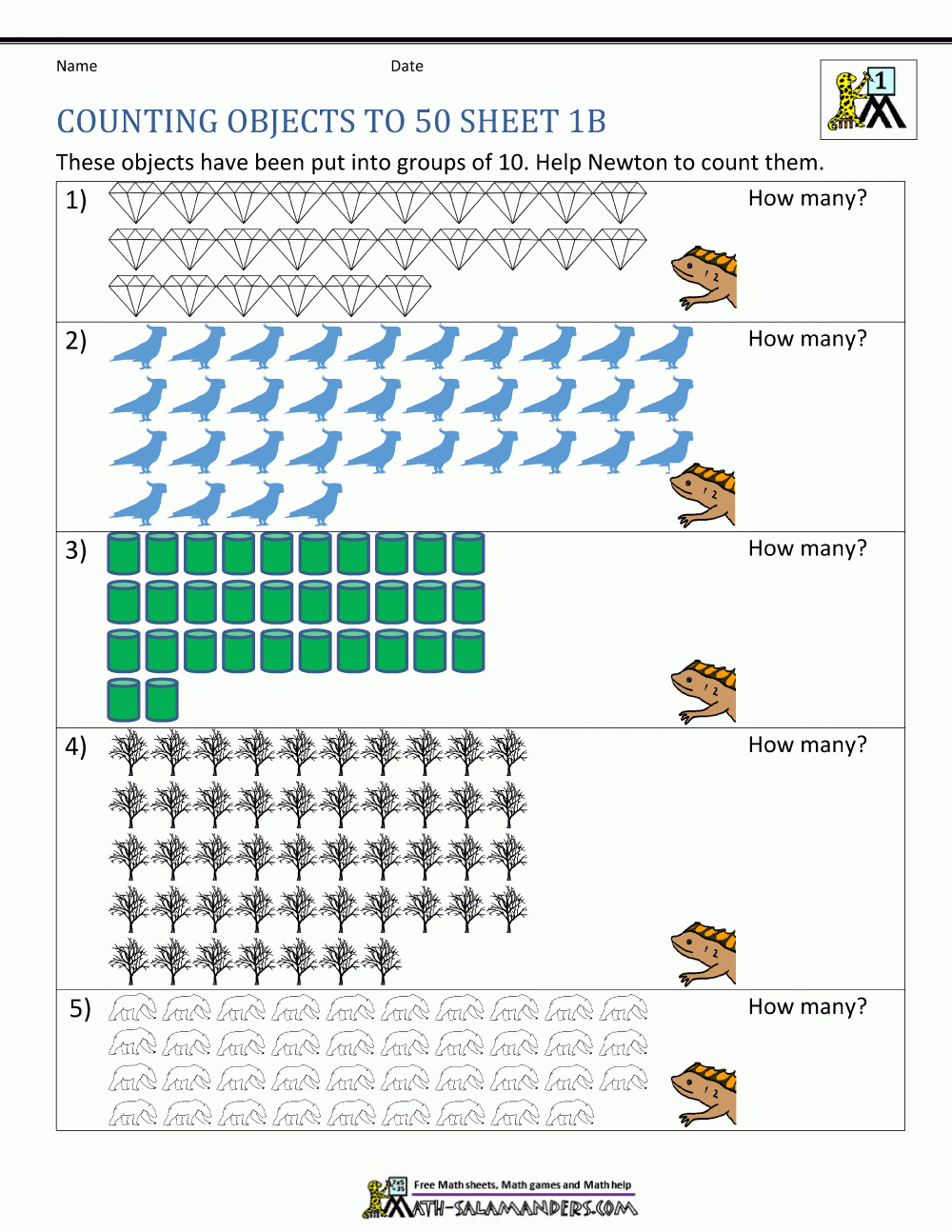 Printable Counting Worksheet Counting Up To 50
