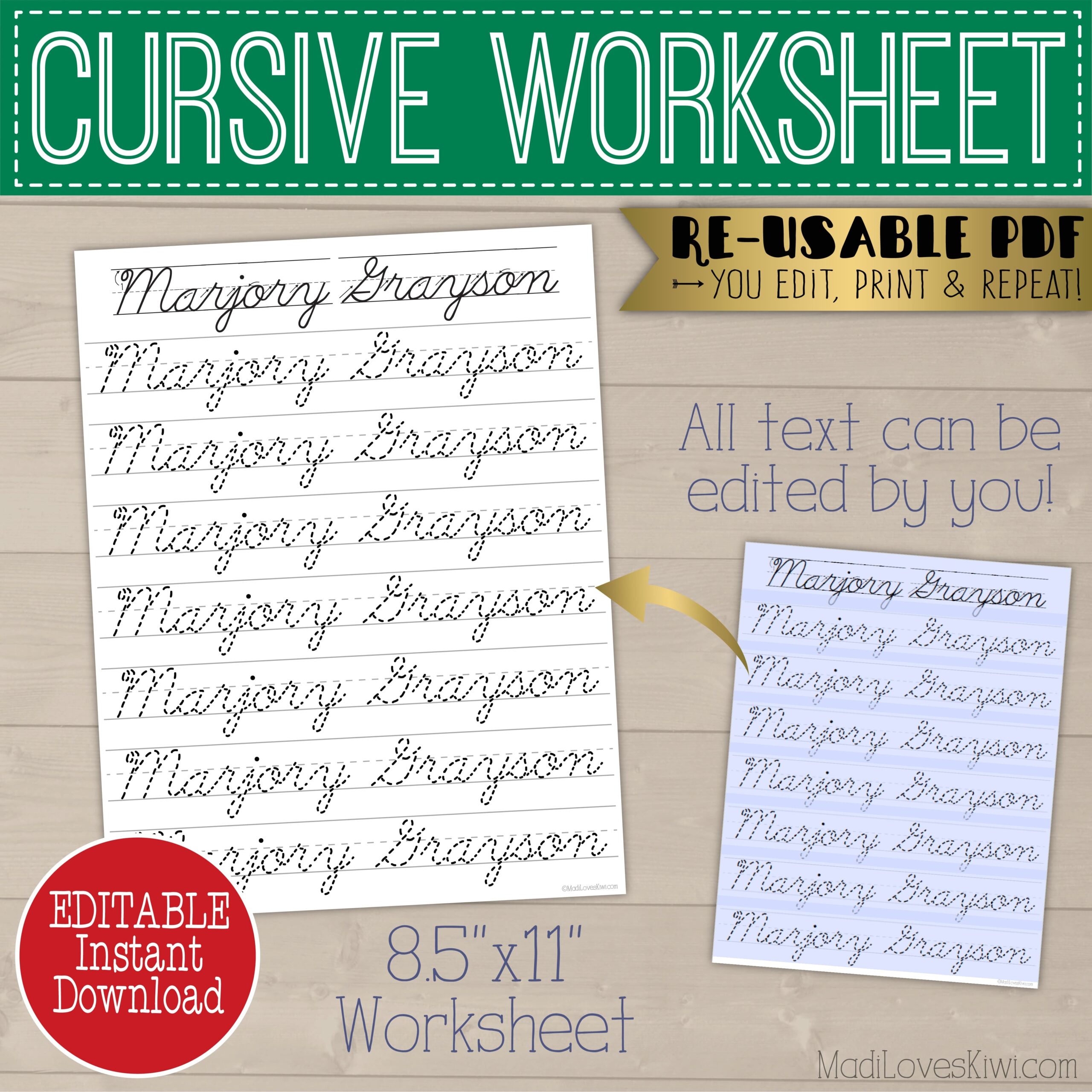 cursive name writing practice