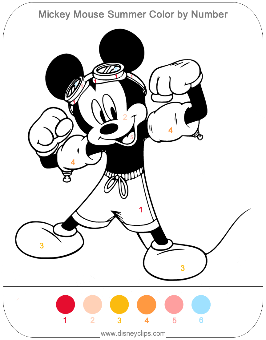 color by number mickey mouse
