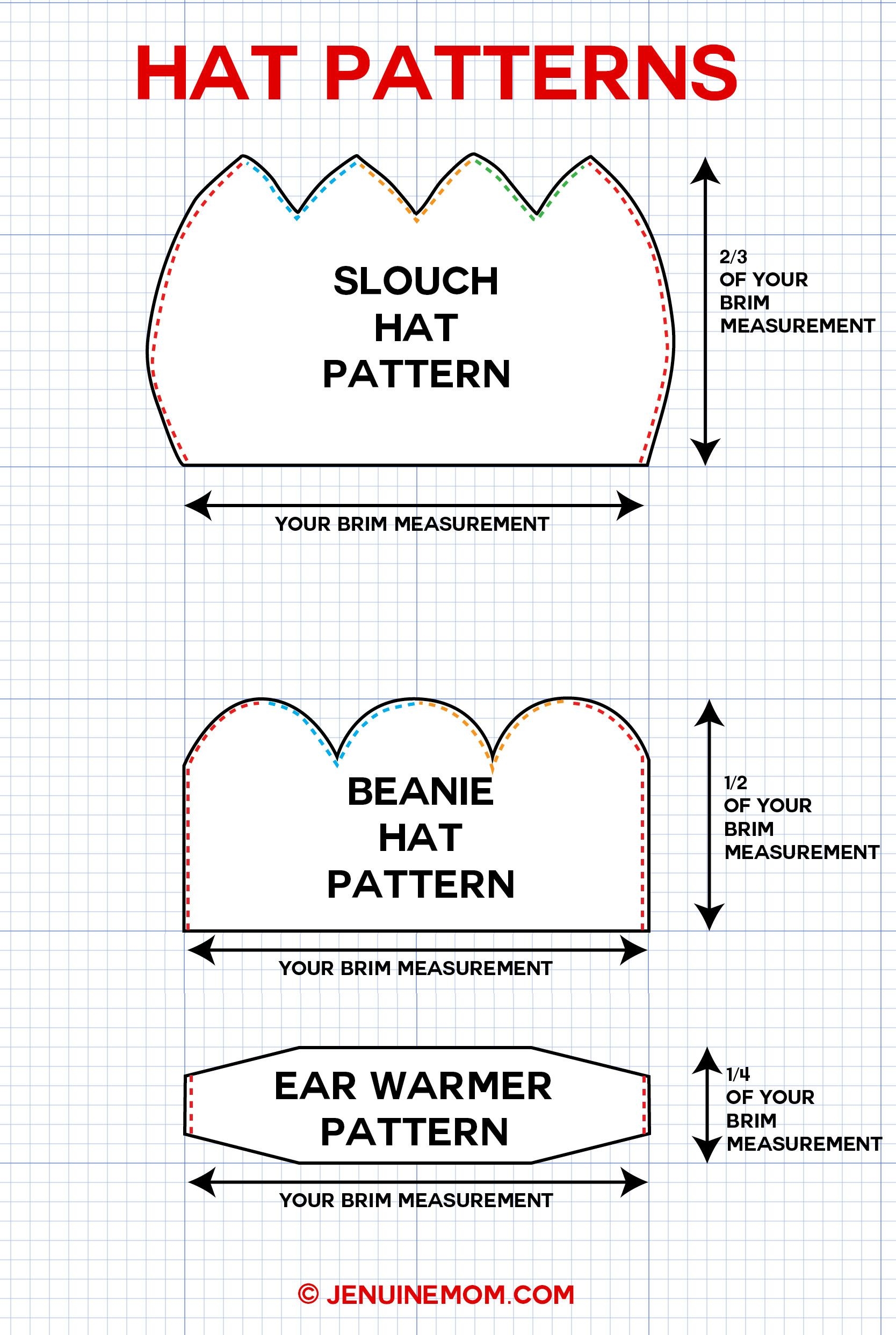printable free beanie sewing pattern