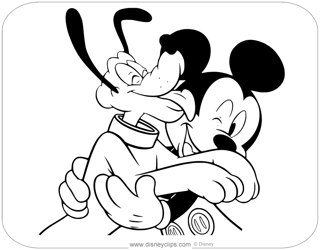mickey mouse pluto coloring pages