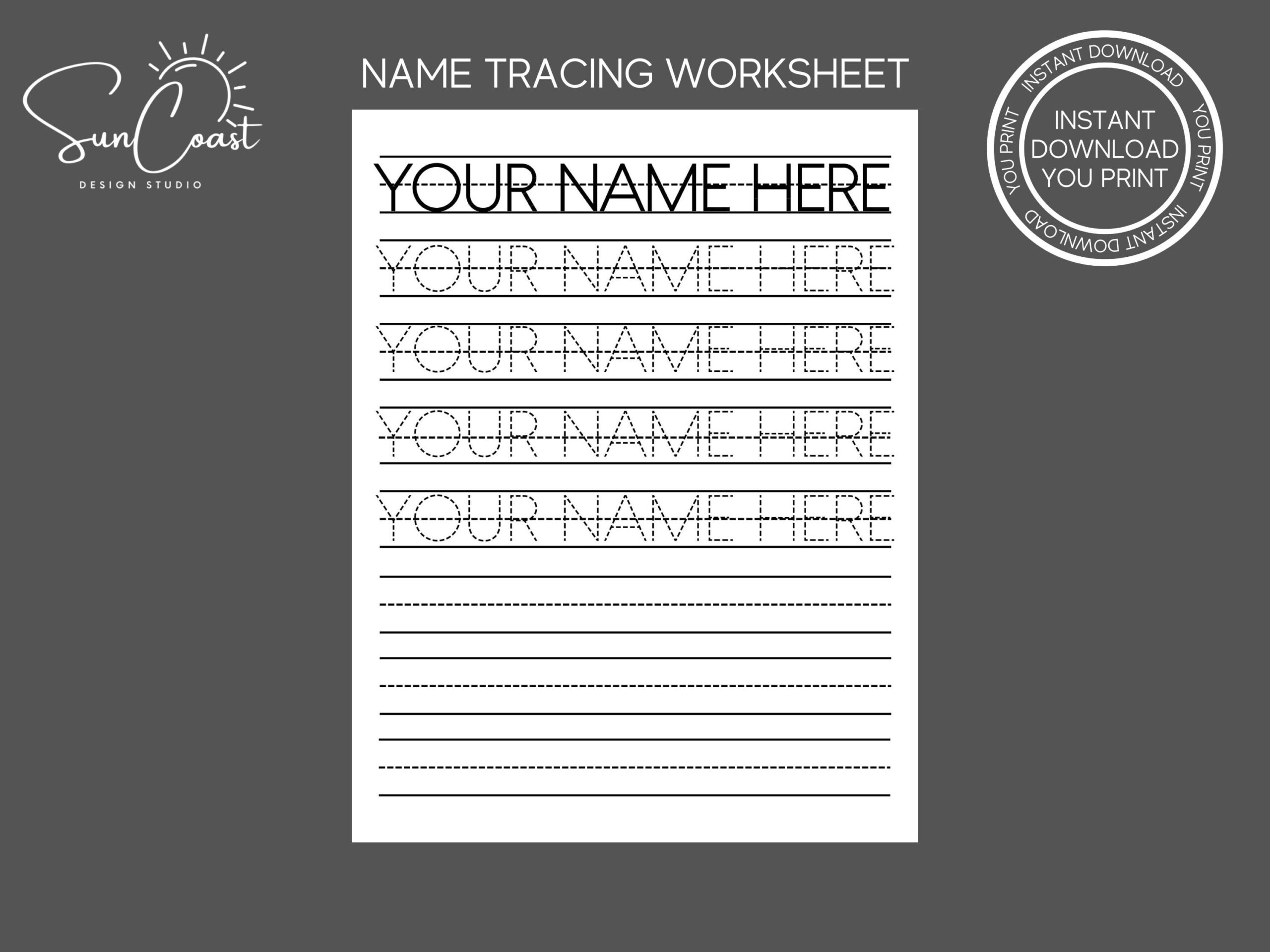 Printable Name Tracing Worksheets Custom Handwriting Practice For Pre K And Kindergarten Dotted Letters Name Tracing Page Etsy
