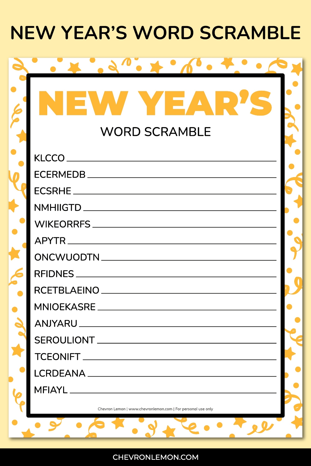 printable word scramble