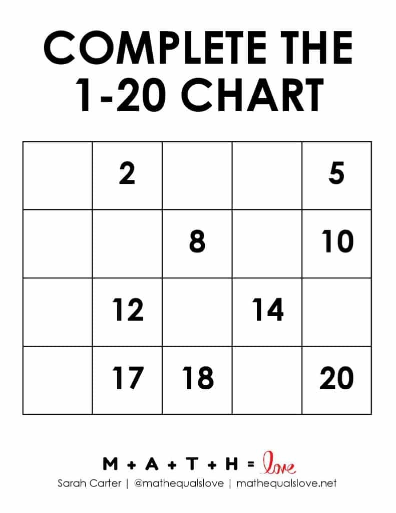 Printable Number Chart 1 20 Free PDF Templates 