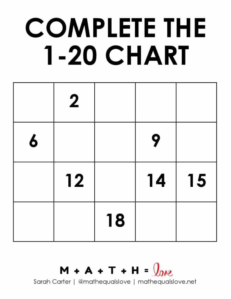 Printable Number Chart 1 20 Free PDF Templates 