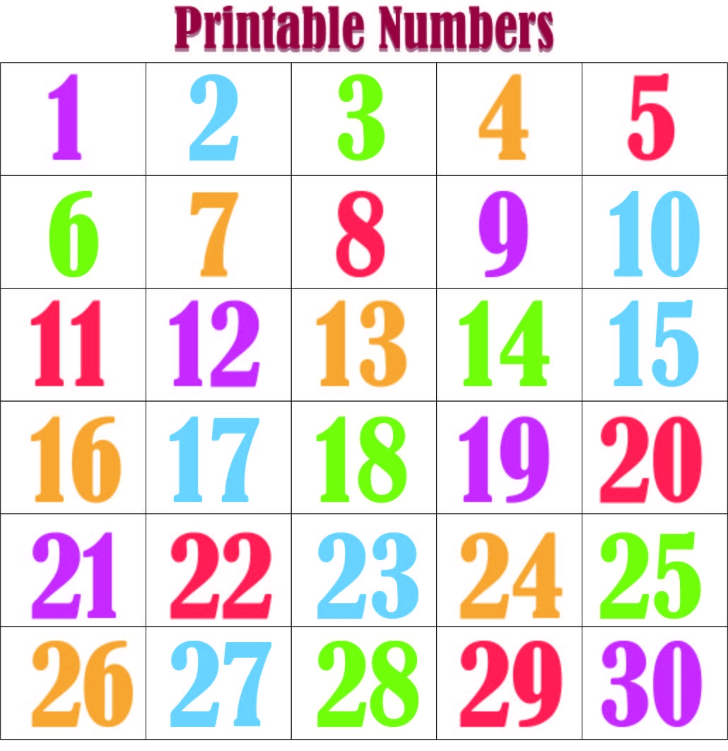 number chart 1-30