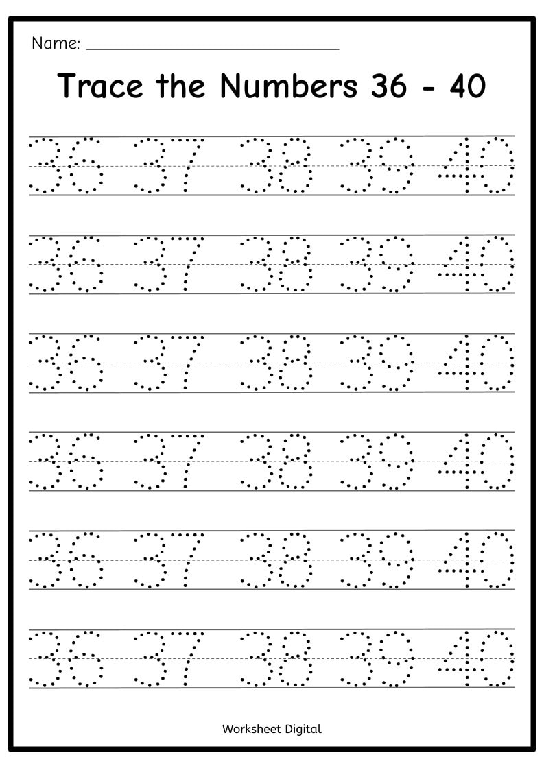 Printable Numbers 1 50 Tracing Worksheets Homeschool Kindergarten PDF Download Etsy