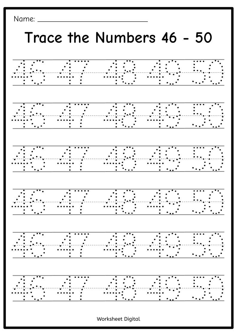 Printable Numbers 1 50 Tracing Worksheets Homeschool Kindergarten PDF Download Etsy Israel