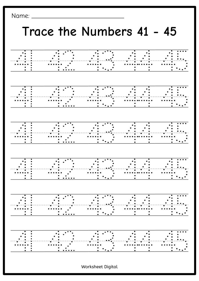 Printable Numbers 1 50 Tracing Worksheets Homeschool Kindergarten PDF Download Etsy Israel