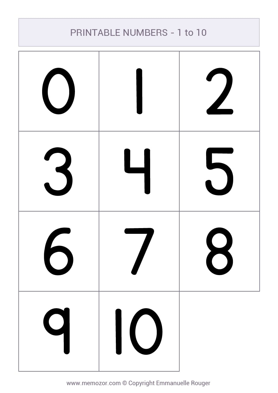 Printable Numbers Free PDFs Memozor