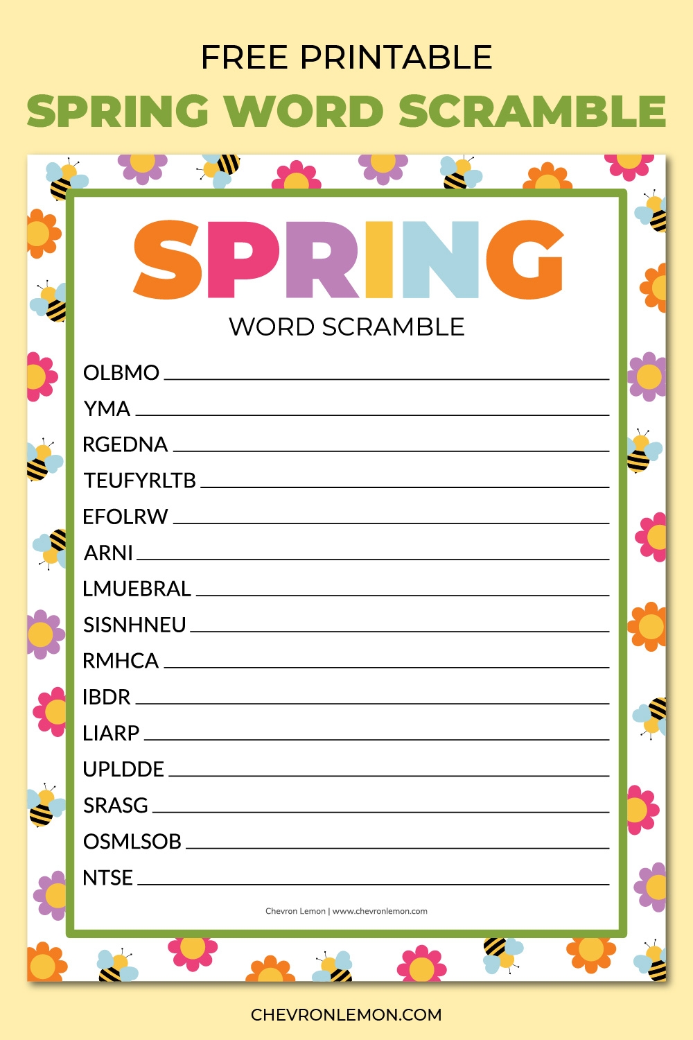 word scramble printable