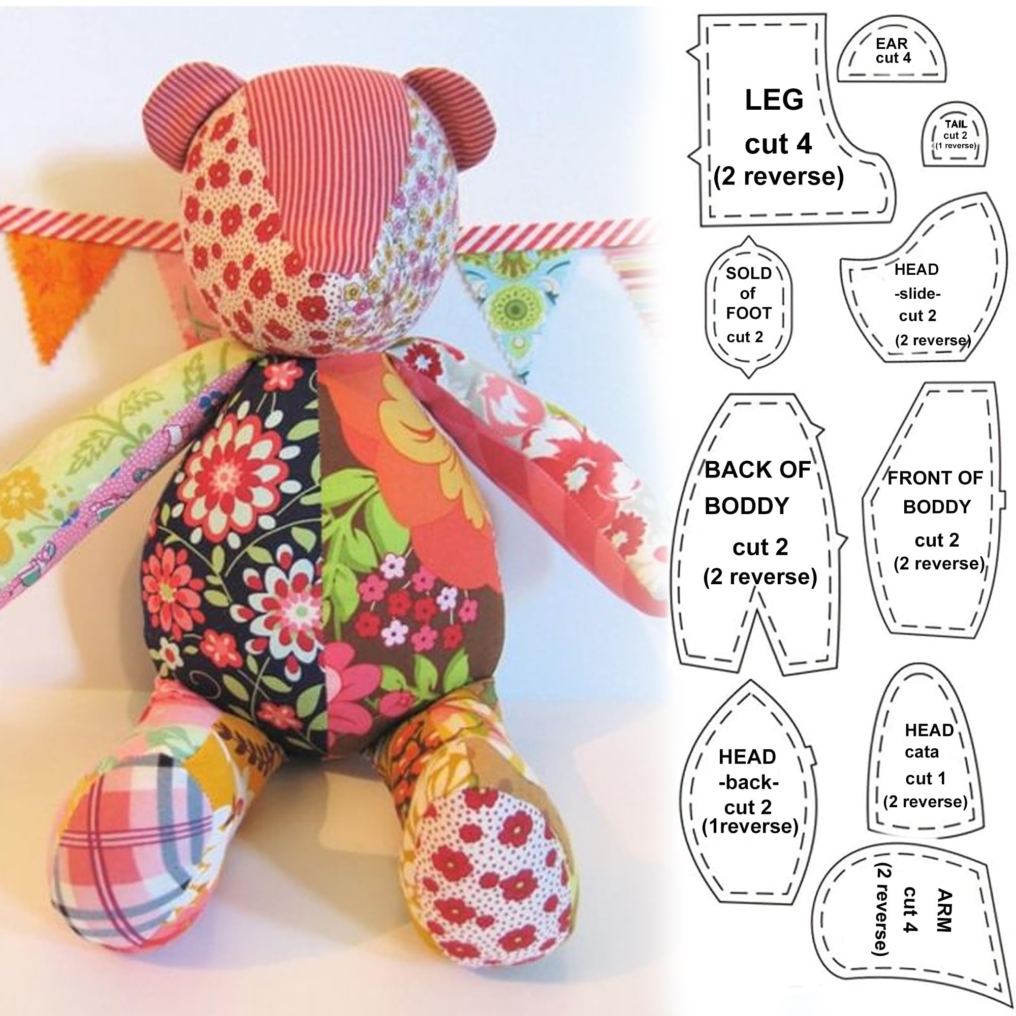 Printable Teddy Bear Sewing Pattern Bear Sewing Pattern Diy Stuffed Animal Clothes DIY Sewing Pattern