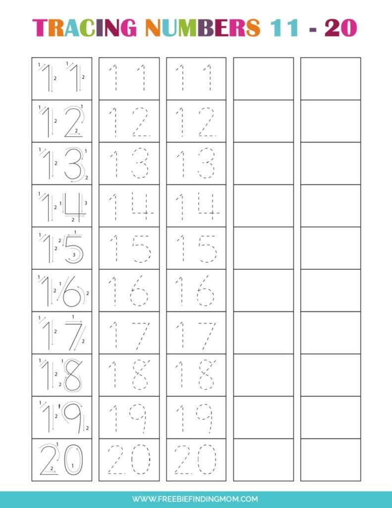 free printable number tracing sheets