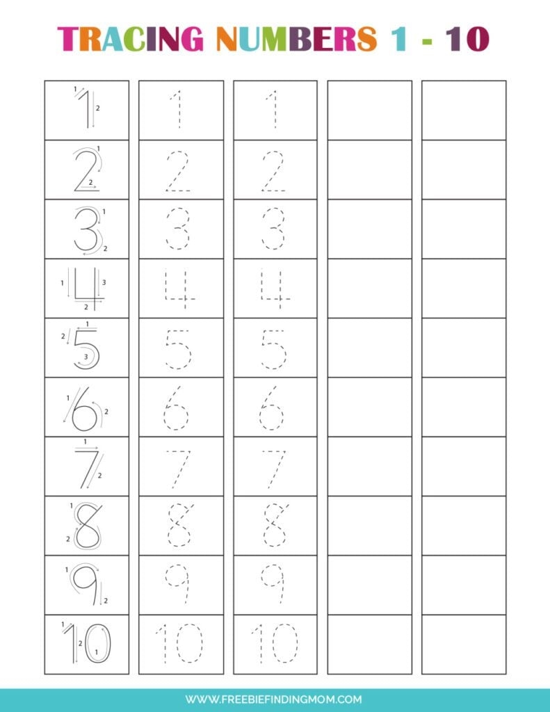 number tracing sheets