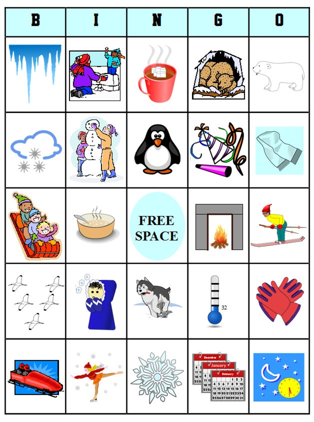 Printable Winter Bingo 54 Bingo Cards Download This PDF File Etsy