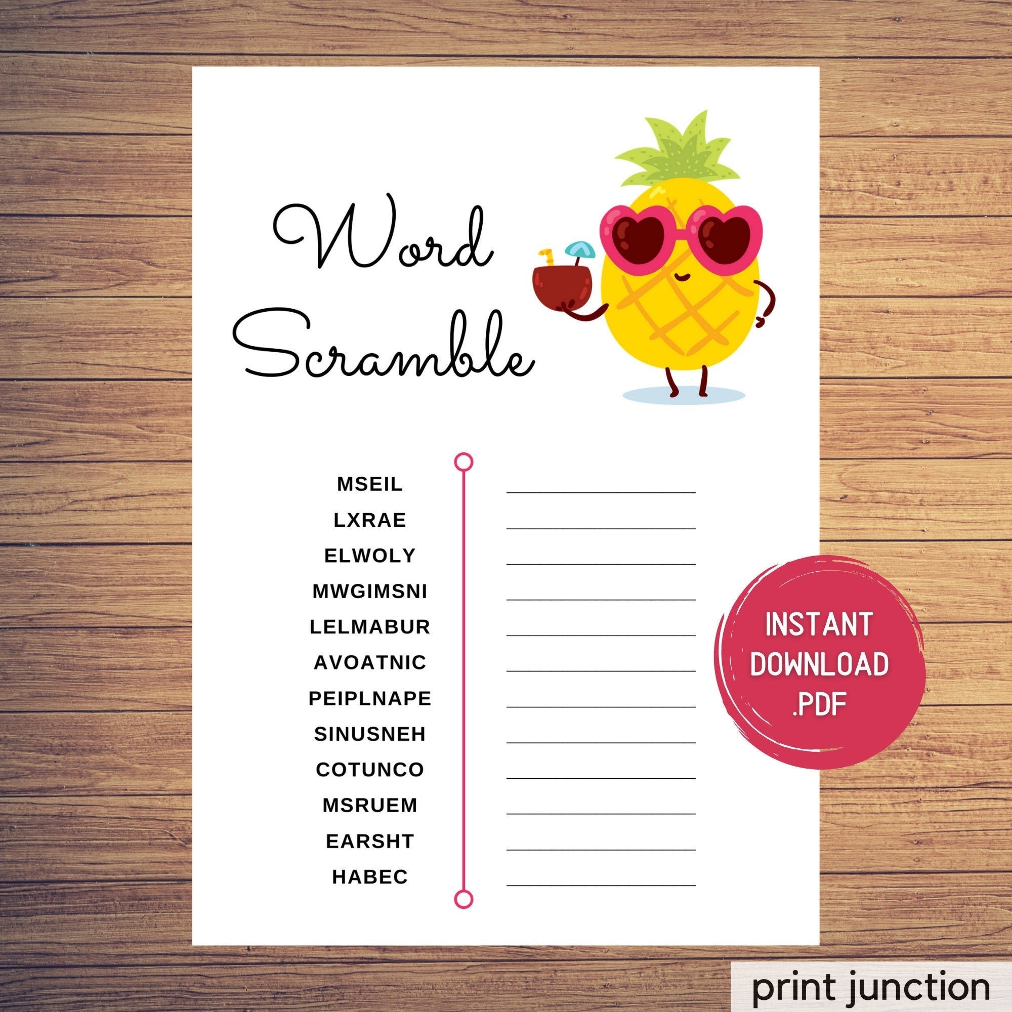 Printable Word Scramble Game Kids Activity PDF Download Etsy