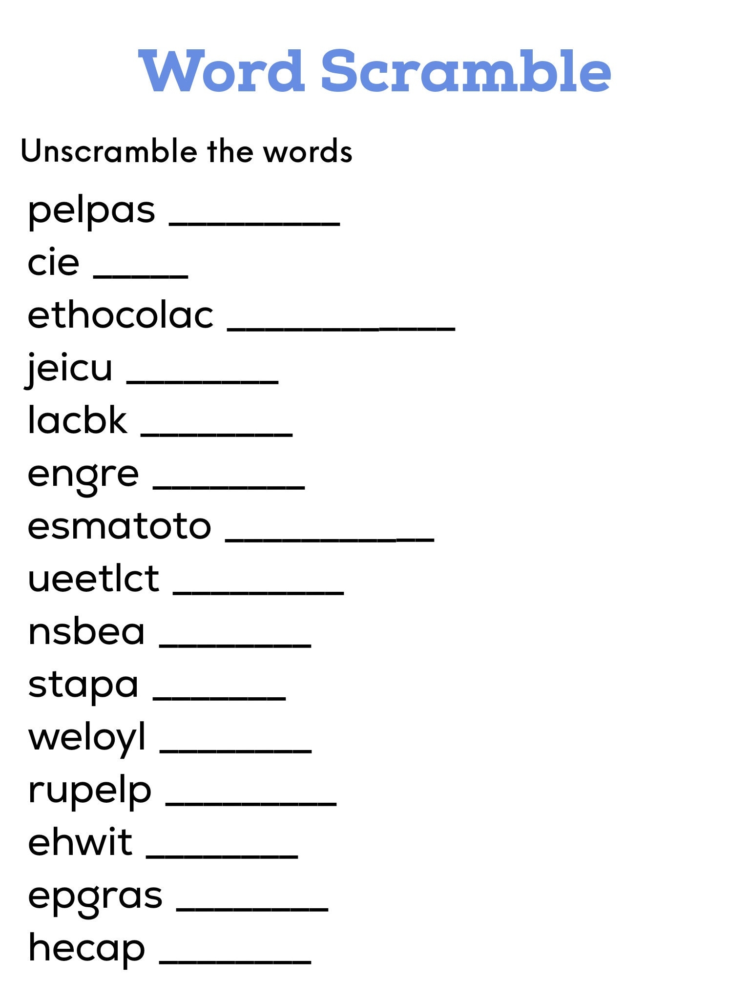 Printable Word Scramble Puzzle Game digital Download Etsy