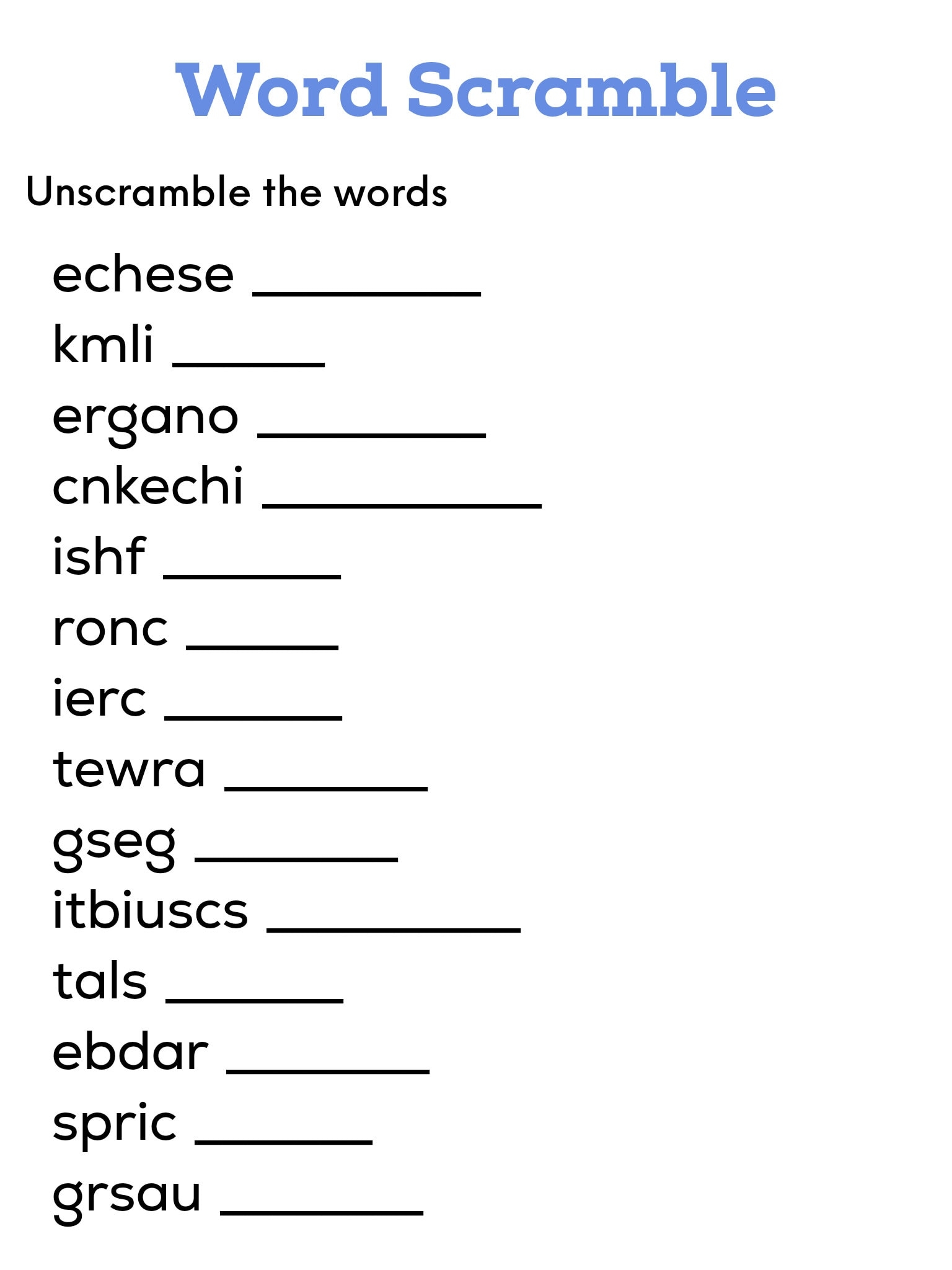 Printable Word Scramble Puzzle Game digital Download Etsy