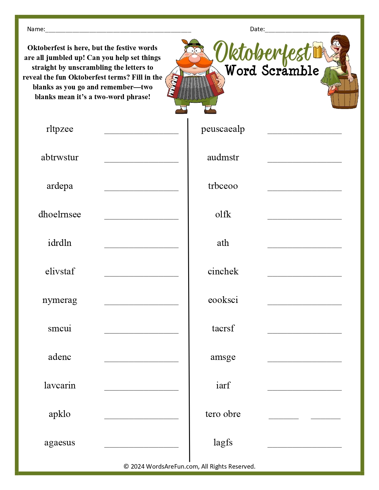 free printable word jumbles