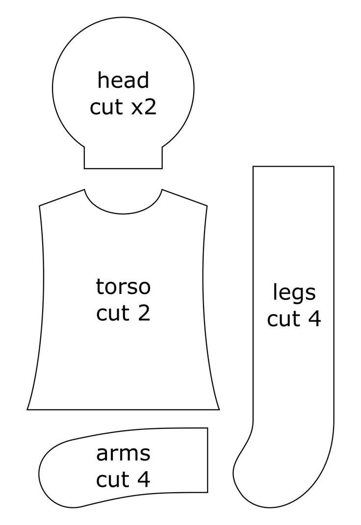 Rag Doll Sewing Pattern 10 Free PDF Printables Printablee
