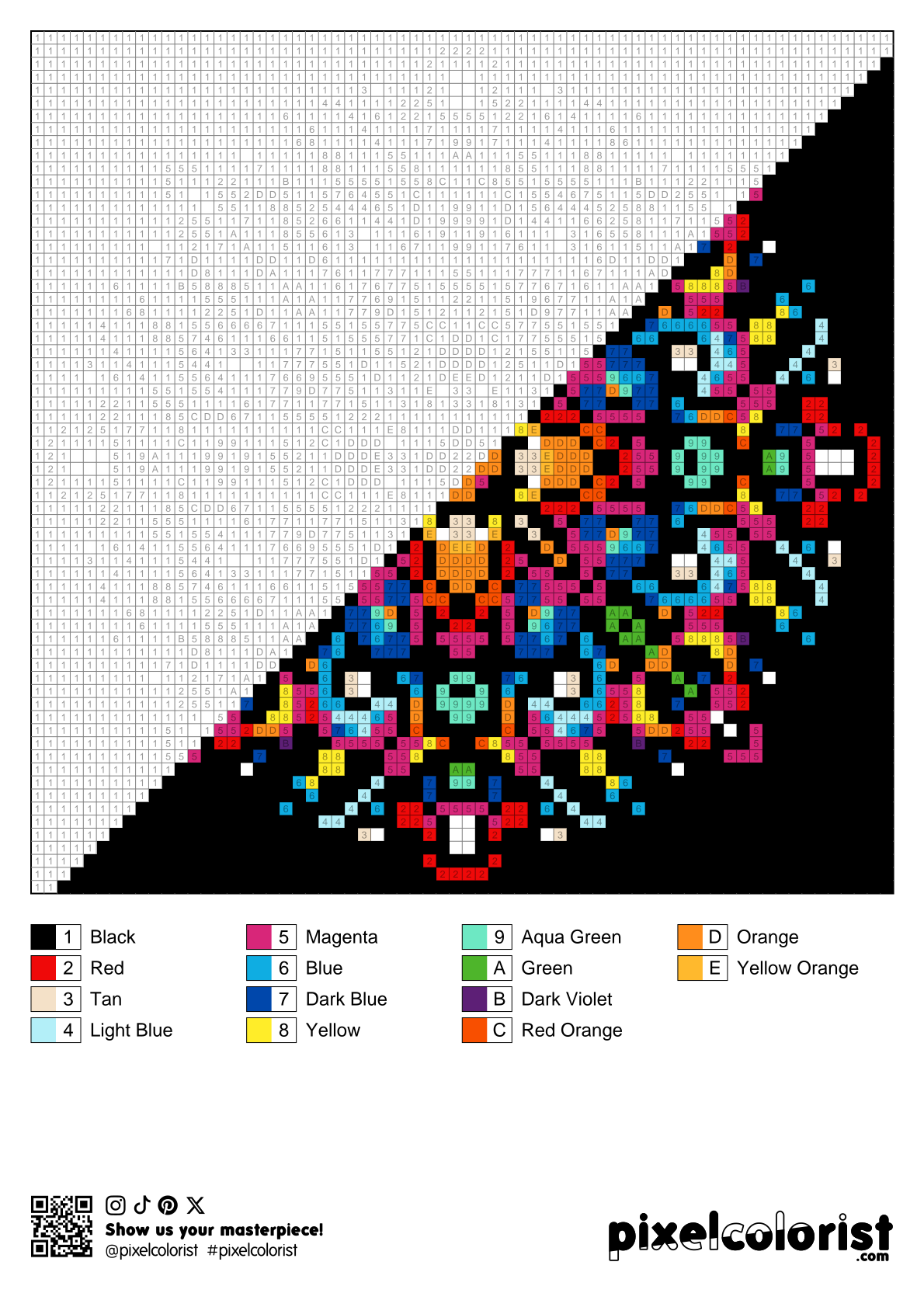 Rainbow Mandala Pixel Color By Number For Adults Pixelcolorist